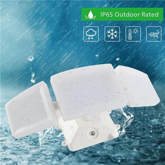 LED Security Lights, 3 Head Plug in Flood Lights, 35W 5000K Daylight, 3200LM - Picture 6 of 7